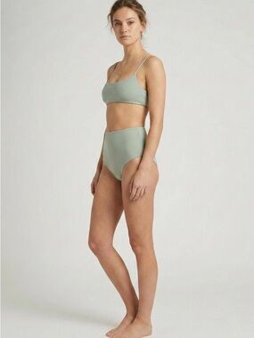 Mikoh Soft Sage Green High-Waisted Two-Piece Bikini